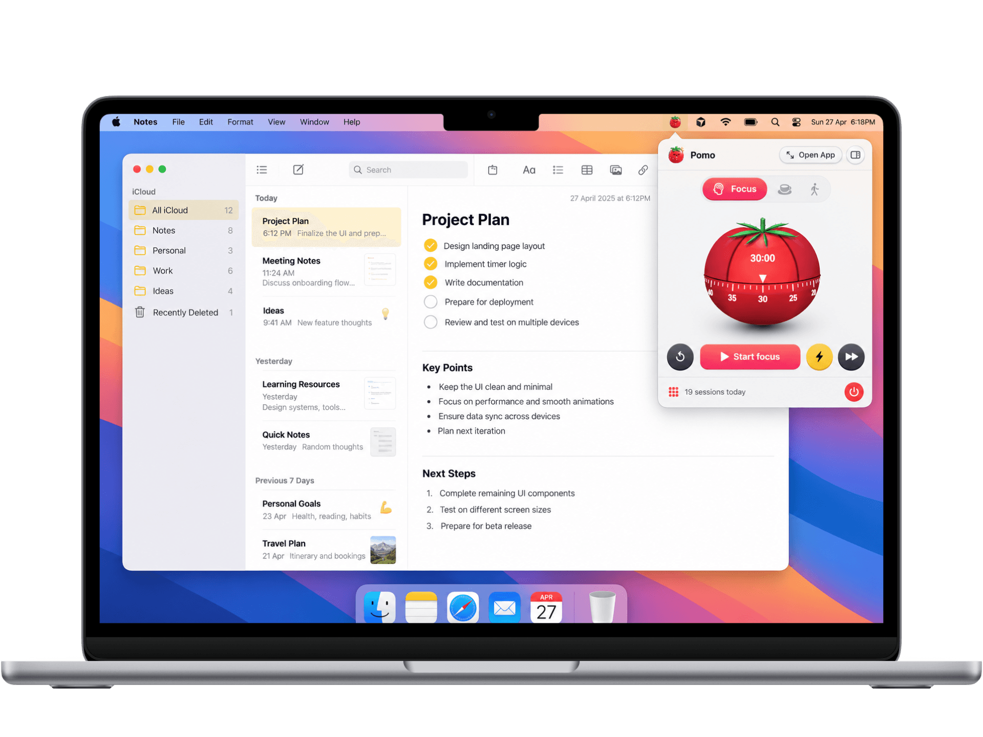 Pomo Mac App Interface Mockup